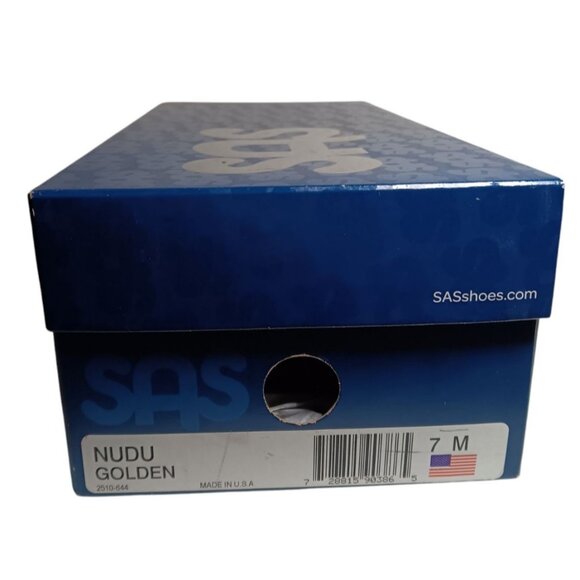 SAS Beige Sandals NUDU Golden Comfort Heel Strap Hook Loop 7M USA Made Excellent - Picture 9 of 11